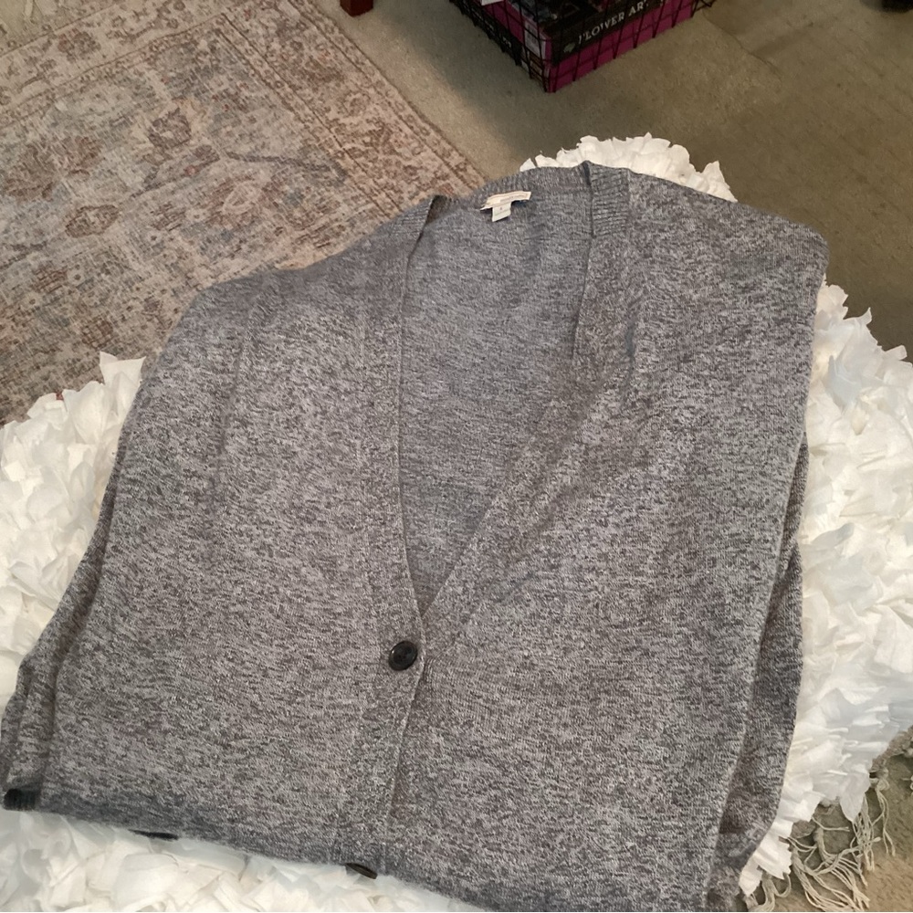Gap Knee Length Cardigan in Heather Gray.